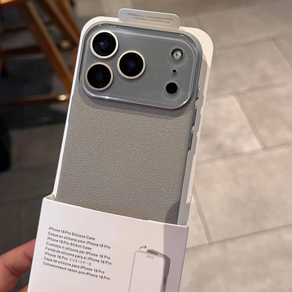 HD Glass Camera Case For iPhone 17 Air 16 15 14 13 12 11 Pro Max Plus Hard PC Leather Texture Armor Shockproof Funda