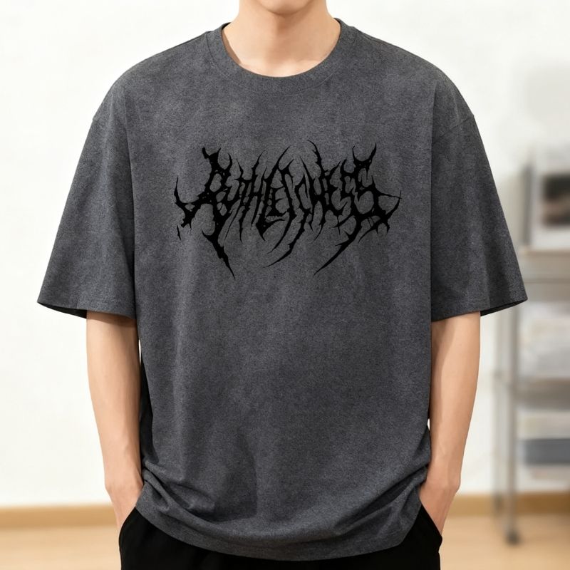 Men's Gothic Font Graphic Oversized T-Shirt - Casual Streetwear Tee-51