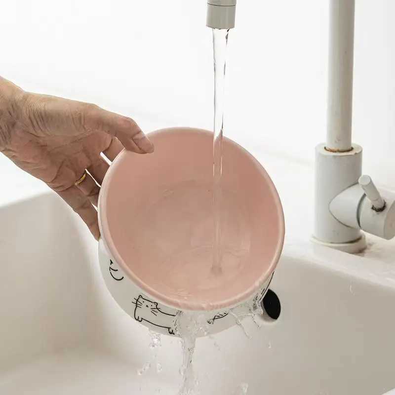 Ceramic Raised Cat Bowl Elevated Pet Feeding Tray for Cats and Small Dogs Food Dispenser Pet Supplies Dog Accessories C251009