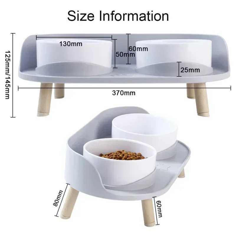 Cat Bowl Ceramic Double Bowl Dog Bowl Cat Pan Food Bowl Protection Cervical Spine Anti Overturning Cat Water Bowl Supplies C251009