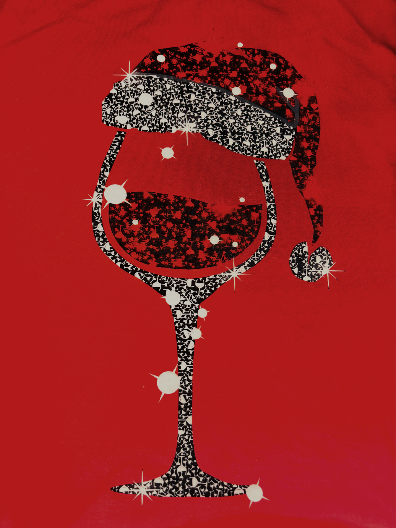 Women's New Christmas Wine Glass & Snowflake Print Sweatshirt - Festive Versatile Top-CF25317