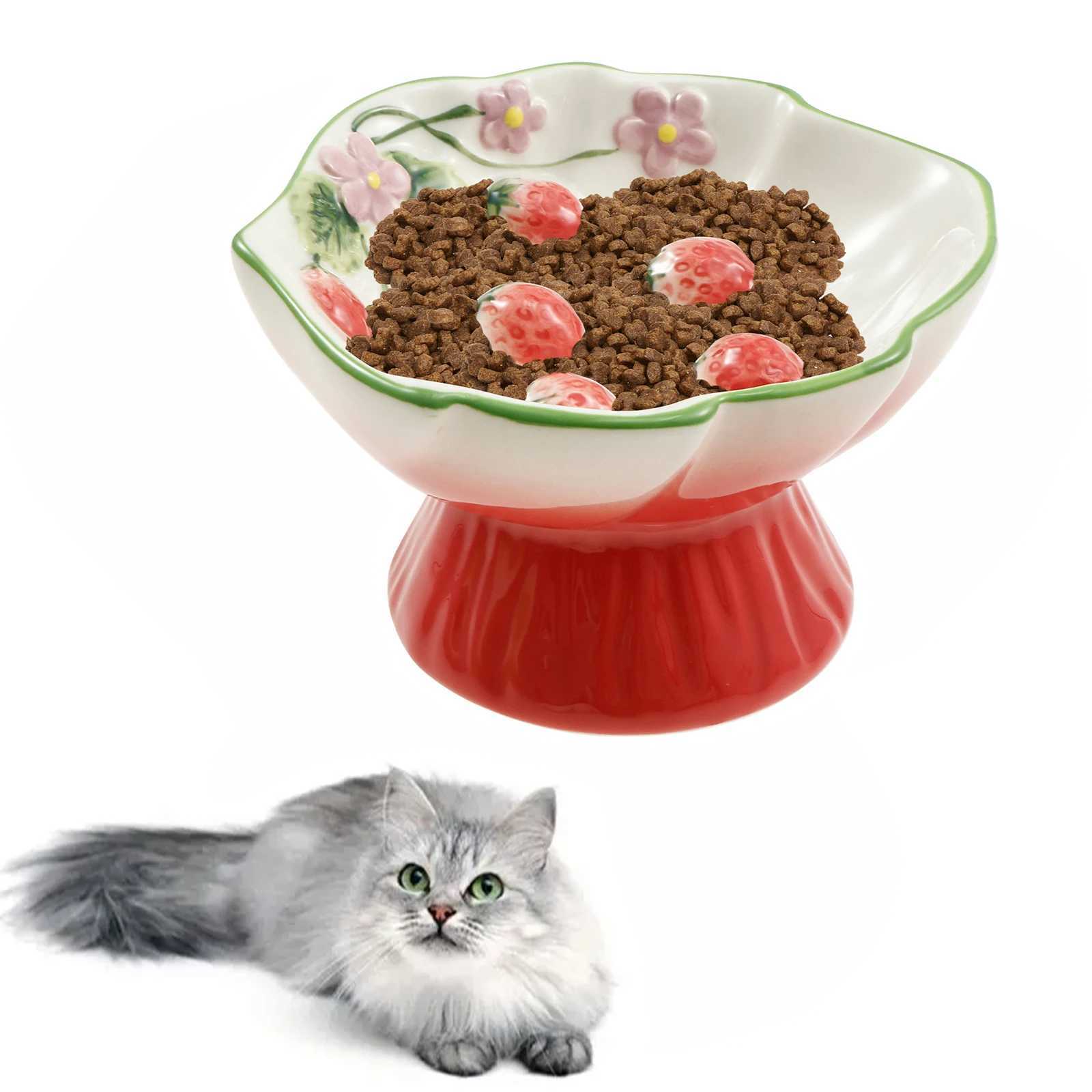 Ceramic Slow Feeder Cat Bowl Elevated Small Cat Food Bowl Wide Mouth Small Dog Slow Feeder Control Eating Speed for Dog Pet C251009