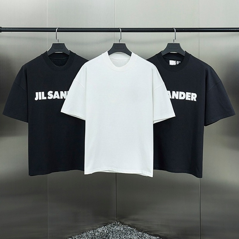 Classic Fashion Brand Unisex T-shirts Summer Tees Black Letter Print Log Hip Hop Loose Oversize Trip Short Sleeve