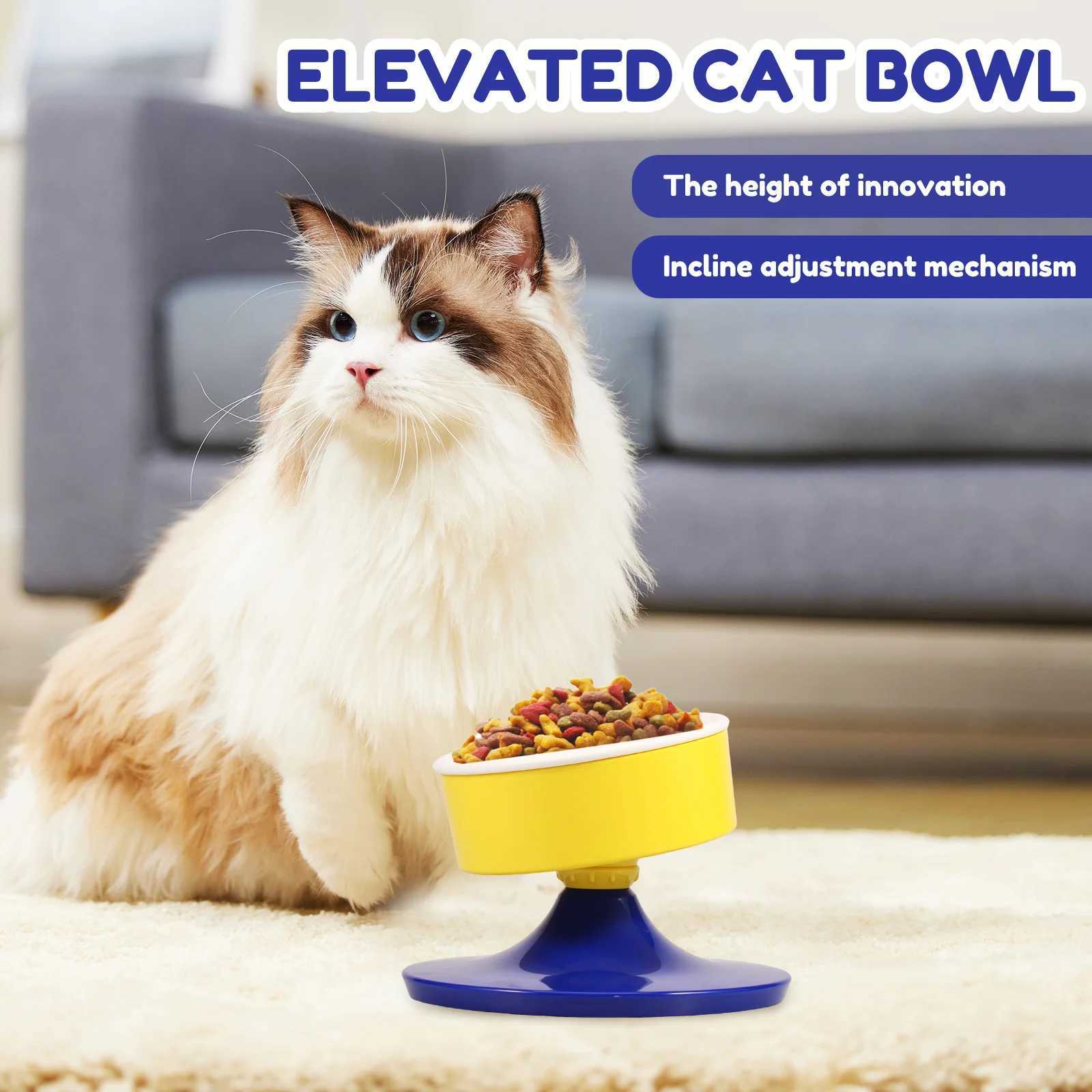 Elevated Cat Dog Bowl Adjustable Height Ceramic Pet Bowl Detachable Easy Cleaning Raised Feeding Bowl With Anti Slip Pad C251009