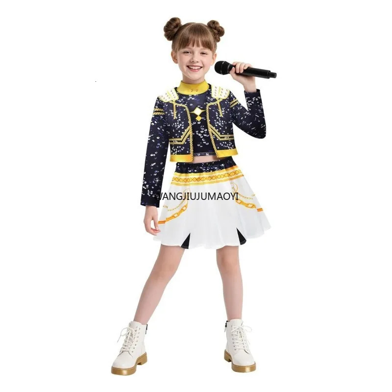 Kids Mira Rumi Zoey Stage Outfits Cosplay Black Costume Girls Uniform Halloween Party Role Playing Printed Fancy Dress Up Suits 251008