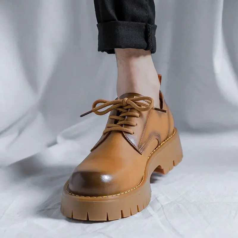 Leather Shoes for Men Height Increasing Formal Round Toe Business Dress Brown Man Casual Shoe Summer Sale Cowhide LegitimateXJ251010