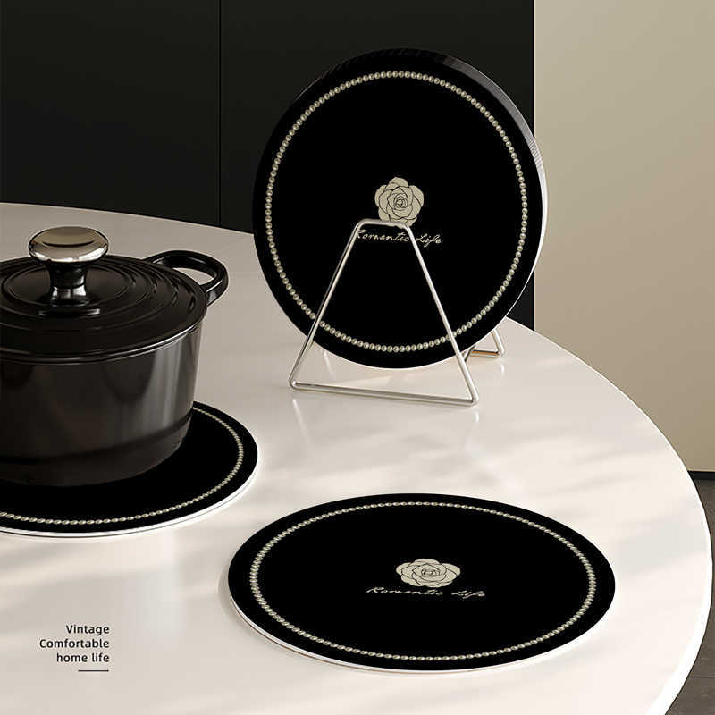 Thickened 5mm Placemat Black Waterproof Round Heat Insulation Mat Silicone Mat Plate Mat NonSlip Coaster for Tabletop C251010