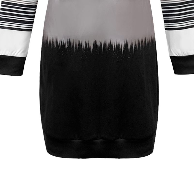 Women's Autumn Winter New Floral Printed Crew Neck Long - Sleeve Dress - Versatile Commute Dress-CF56275