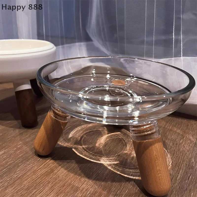 Elevated Cat Feeding Bowl With Transparent Design And Stand For Neck Support Suitable For Food Water Or Treats C251009