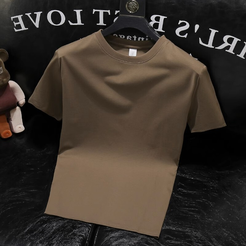 Designer Hoodie Summer Thin Round Neck Solid Color Short Sleeve T-shirt For Men Korean Style Trendy Men's Designer Shirt Versatile Pure Cotton Half Sleeve Base Shirt