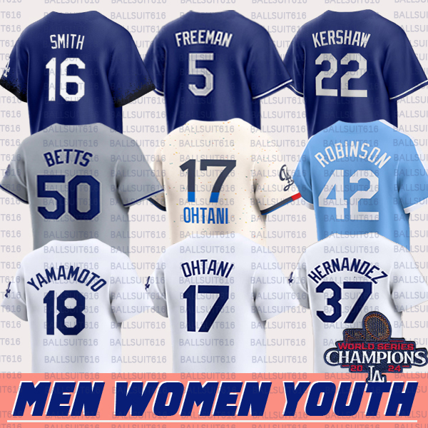 Custom Dodgers Jersey Shohei 17 Ohtani Mookie 50 Betts 18 Yamamoto Freddie 5 Freeman Max 13 Muncy Men Women Youth Baseball Jerseys