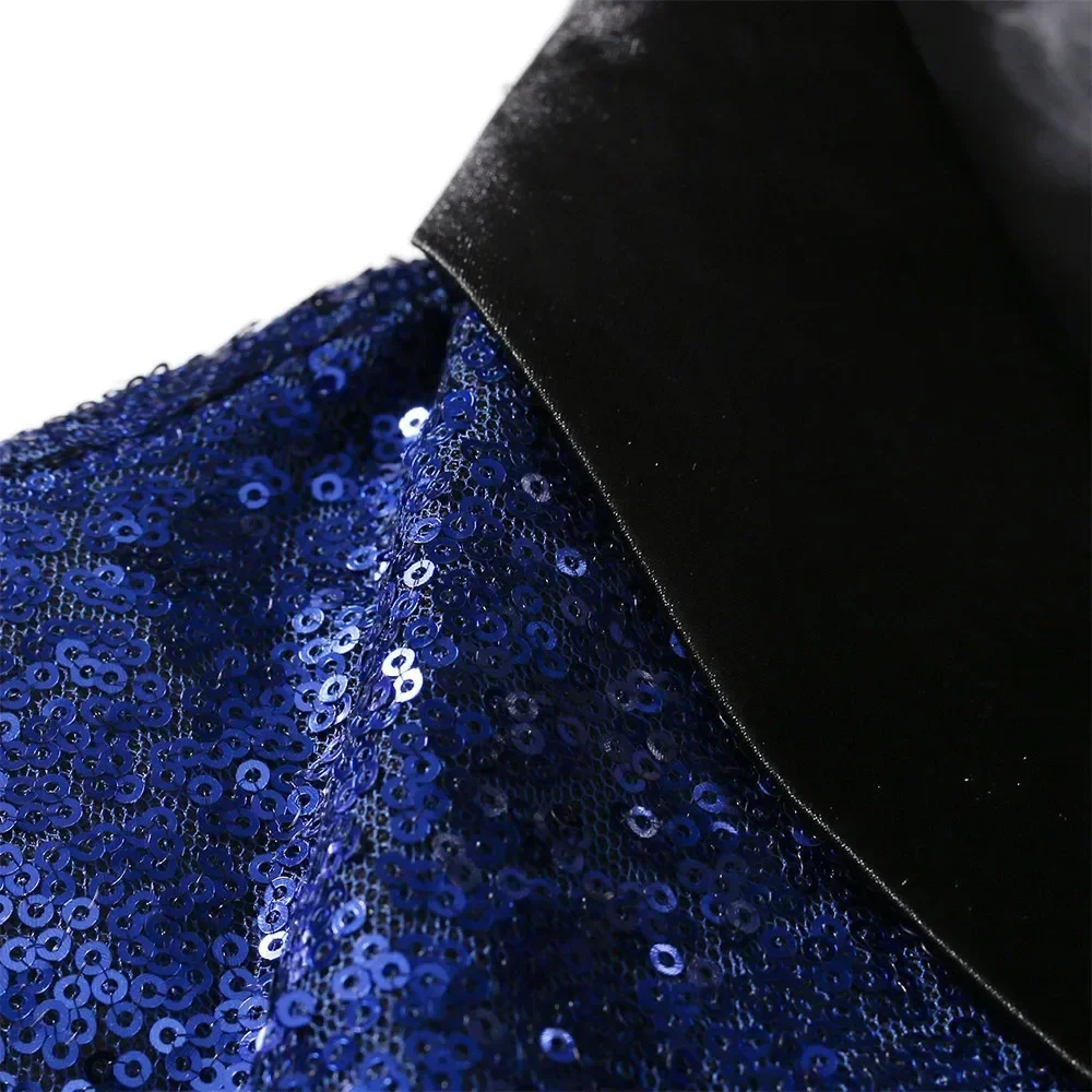Gold Black Sequin Blazer Men Blue Silver Red Sparkly Glitter DJ Blazer Jacket Wedding Party Dress Suit Stage Clothes for Singers