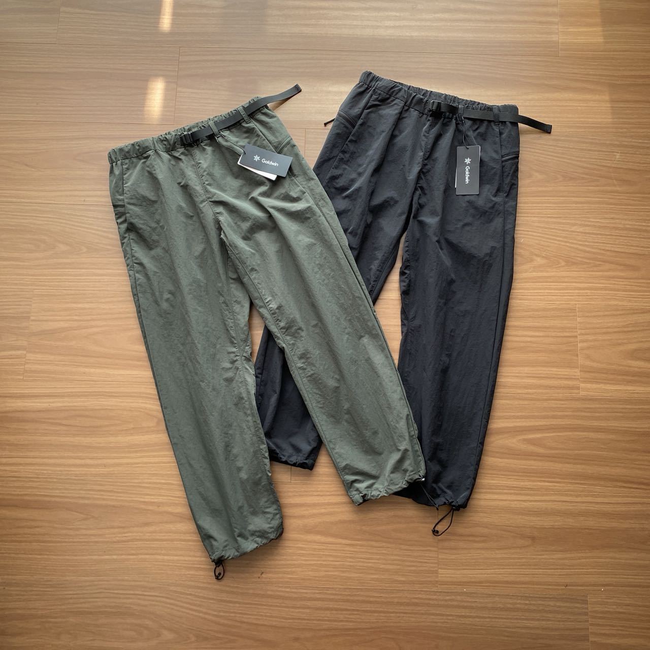 Men's Pants Goldwin Loose Straight Sweatpants Thin Adjustable Belt Elasticity Trousers Men Women Casual Hem Drawstring Quick Drying Z260315