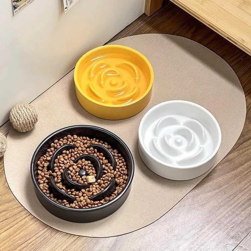 Creative Simple Solid Color Pet Bowl With Bowl Stand To Prevent Tipping Over Cat Bowl AntiChoking Feeding Bowl Cat Water Bowl C251009