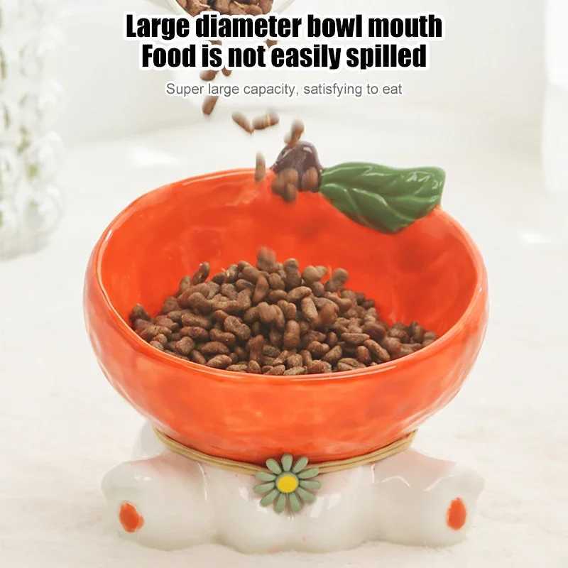 Cat Fruit Ceramic Bowl Elevated Pet Food Water Bowls Raised Small Dogs Tilted Drinking Eating Feeders Puppy Cats Accessories C251009