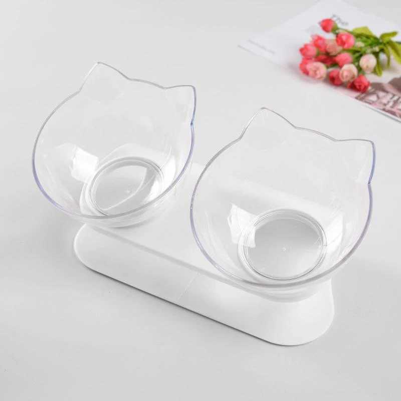 Double Cat Bowl Elevated Nonslip Water Food Feeder With Inclination Stand For Small Dogs Cats Pet Kitten Drinking Supplies C251009