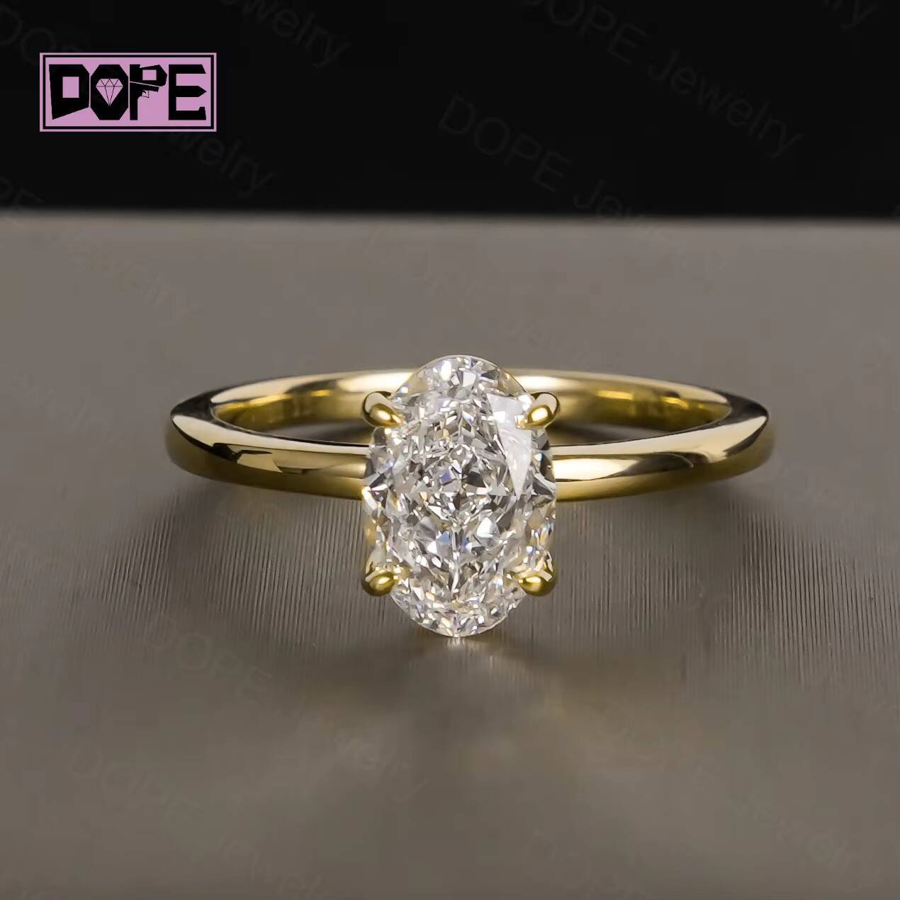 Classic Lab Grown Diamond Ring Solid Real 14K Gold Custom Lab Diamond IGI Certificate Wedding Engagement Ring