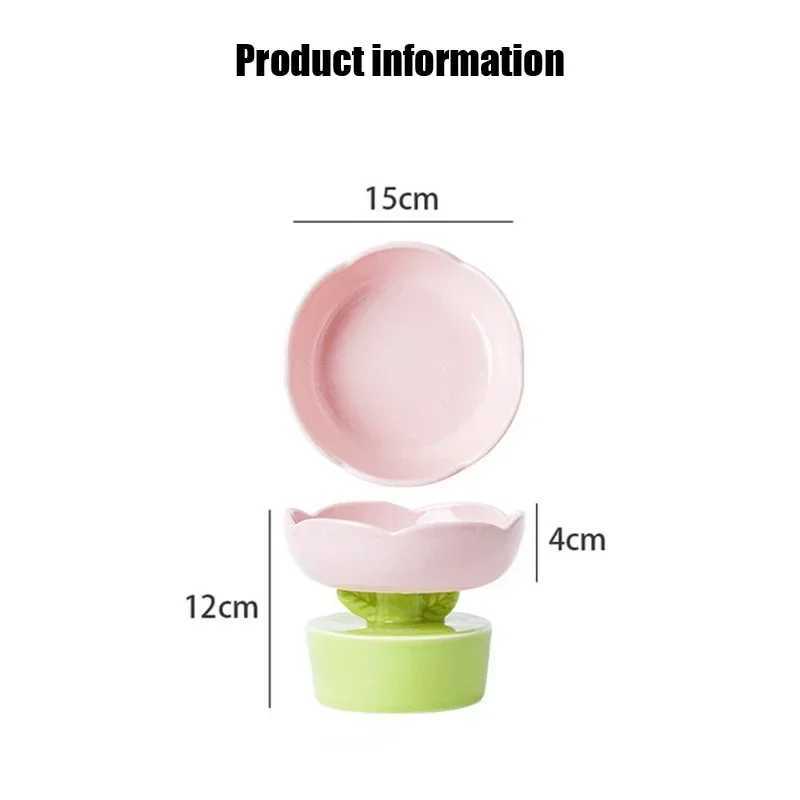 2023 Cute Pet Bowl Creative FlowerShaped Bowl Cat Food Ceramics Water Bowl Pet Accessories For Cats Pet Products C251009