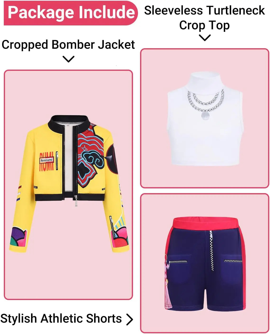 Kpop Rumi Zoey Mira Party Girls Demon Costume Hunters Cosplay Outfit Jacket Top Shorts Kids Halloween Costumes Singer Cosplay251010