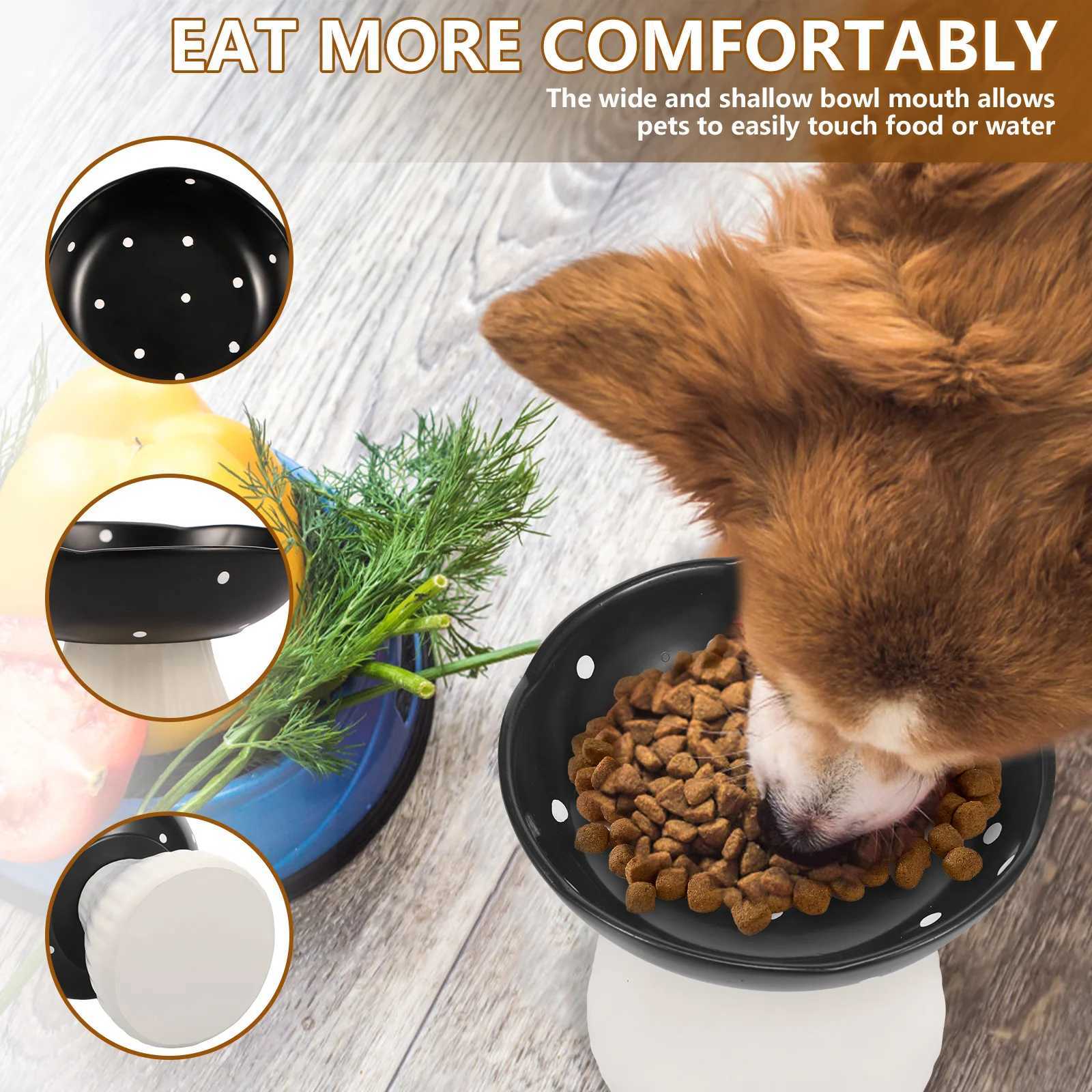 Resin Raised Cat Bowl Dog elevated feeder Pet feeding drinking Dish with NonSlip Base 300ml Cute Mushroom Design Puppy Dog bowl C251009