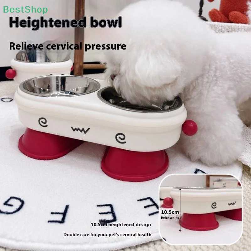VictoriaHigh Footed Pet Bowl Cat Dog Feeder Stainless Steel Pet Bowl C251009