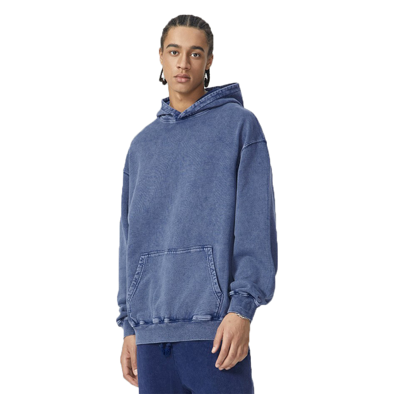 BLNCG Streetwear 420g Heavyweight Washed Cotton Couple Hoodie - Snow Wash, Loose Casual Men's Sweatshirt-WYM-05