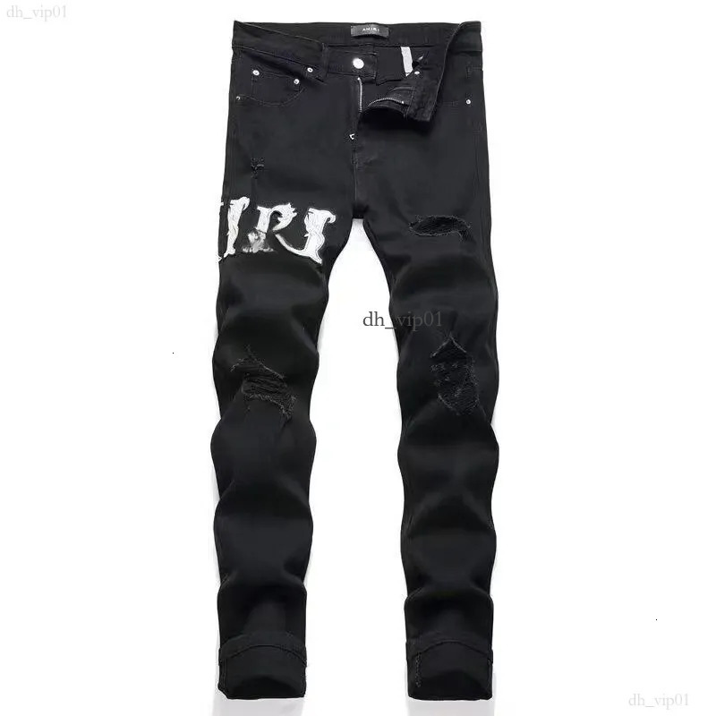 Designer Amira Jeans Denim Men's High-End Printed Retro Jeans Men's Spring And Summer Slim Fit Straight Leg Amirishir Pants Trend Slimming Casual Amriis Pants 86c