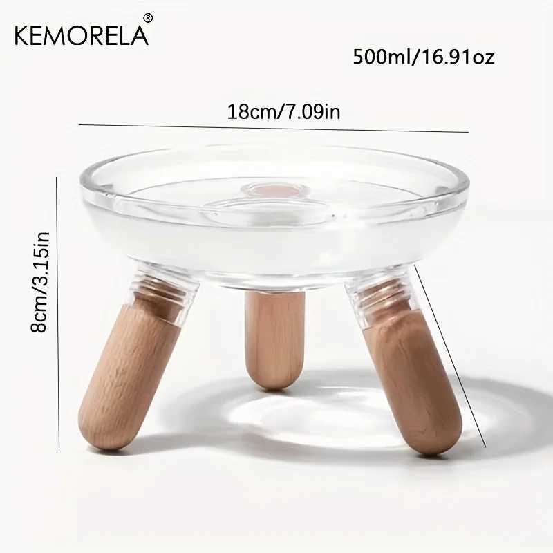 KEMORELA Elevated Pet Tilted Food Bowl Water Bowl Transparent Plastic Cat Bowl For Protecting Pet Cervical Vertebra Removable C251009