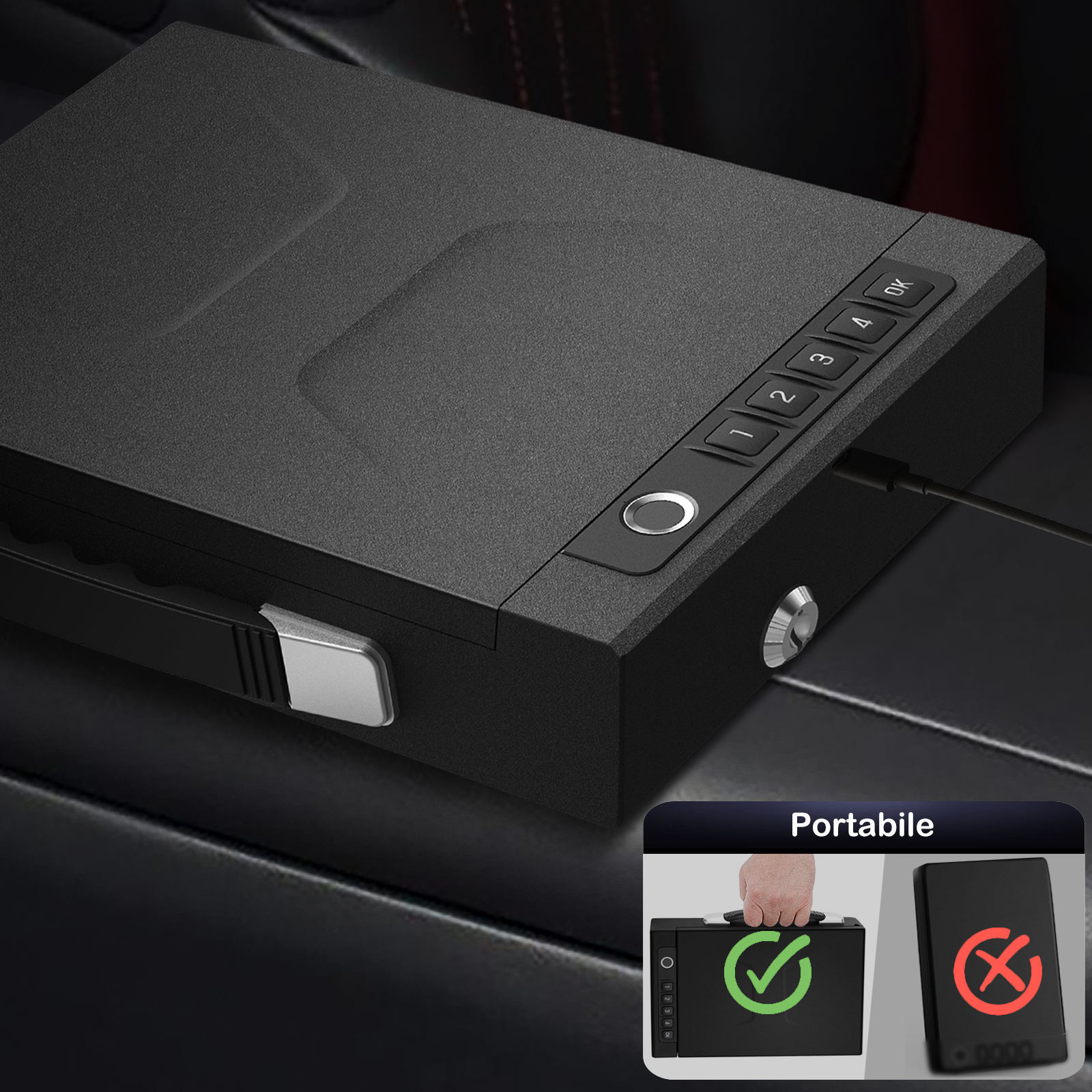 Gun cabinet biometric gun cabinet for handguns, fingerprint digital password key Bluetooth control unlock handheld gun box multi-purpose safe