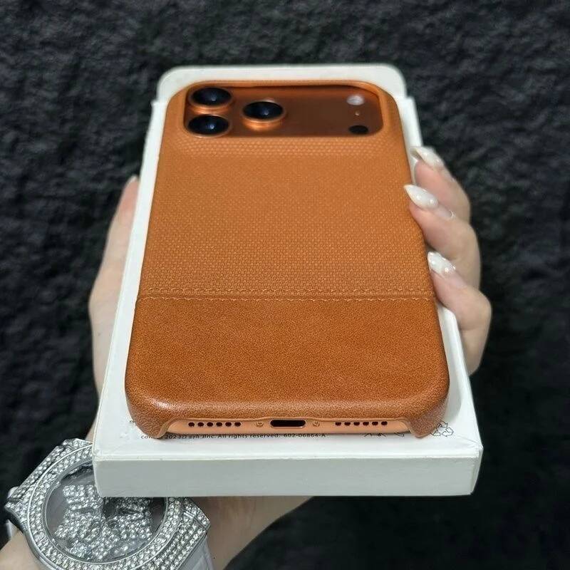 Original Splice Leather Nylon Fabric Case For iPhone 17 Air 16 15 14 Plus 13 12 Pro Max Frameless Cooling Matte Shockproof Cover