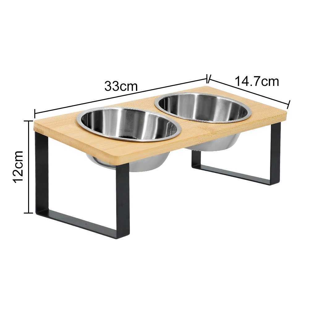 15 tilted heightened pet bowl heightened dog bowl with stainless steel food bowl feeder suitable for cats and puppies C251009