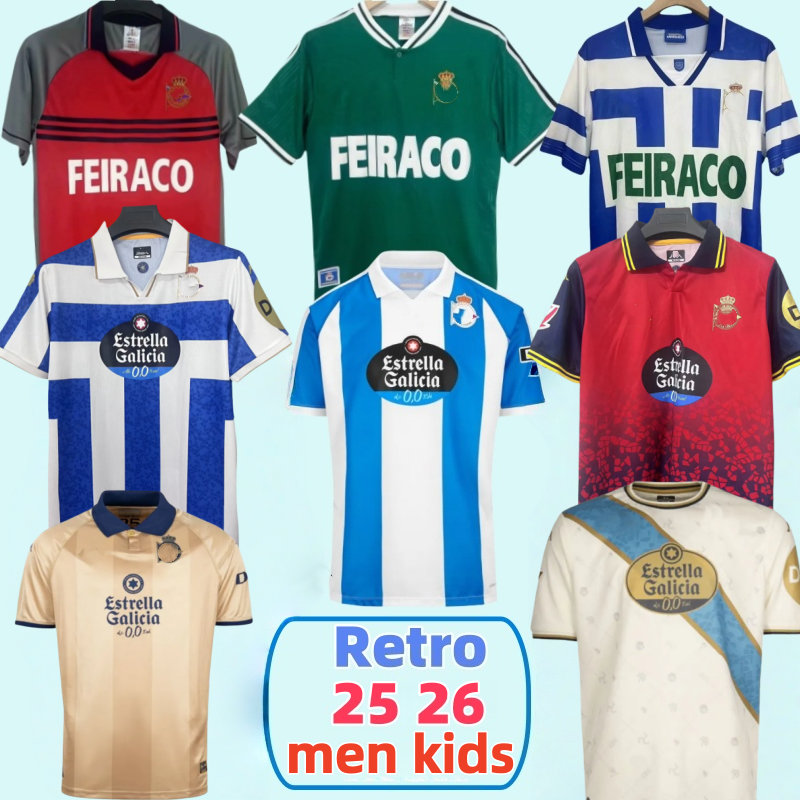 Retro 99/00 Deportivo La Coruna 25 26 Jersey Home Away men kids Classic Vintage Deportivo Football Shirt Breathable Fabric