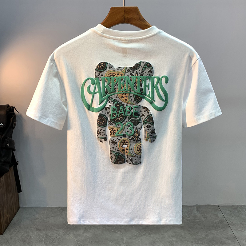 2025 New Trendy Brand Loose Bear Letter Designer Shirt Print Round Neck Short Sleeve T-shirt Designer Hoodie Men's Slim Fit Cotton Half Sleeve Tee