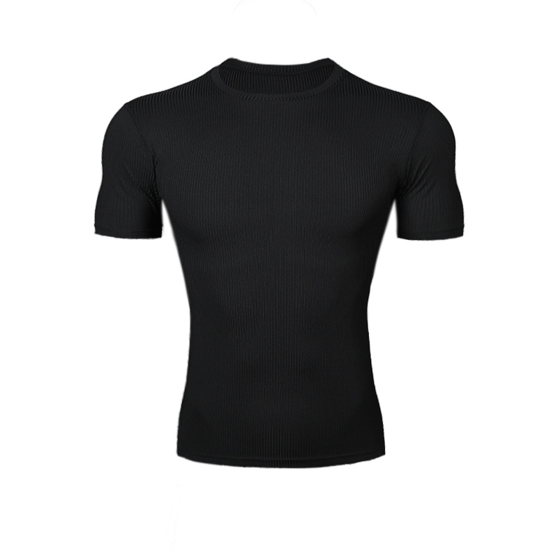 Exercise & Fitness Wear Men's Summer American Style Sports Short Sleeve T-Shirt Solid Color Slim Vest Running Basketball Training Casual Outdoor 