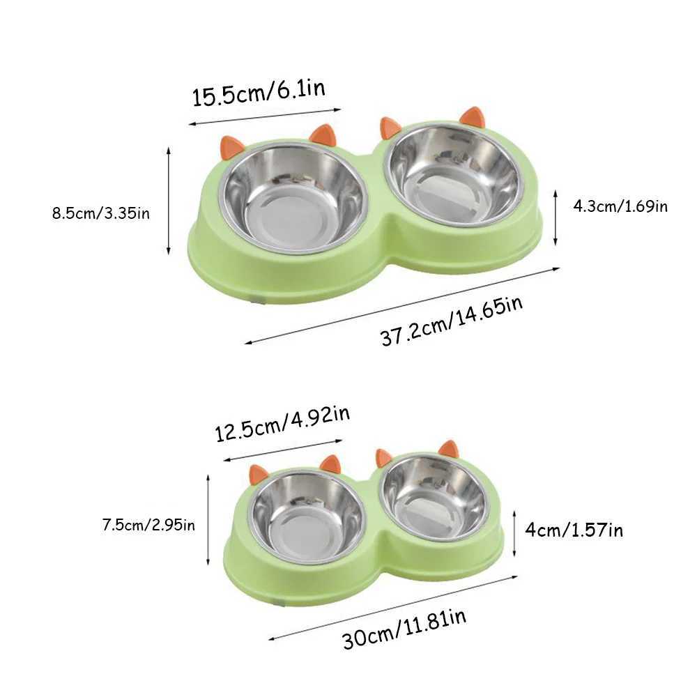 Stainless Steel Pet Double Bowl AntiSpill Cat Dog Food Water Bowl NonSlip Feeding Dish for Cats Dogs Pet Supplies C251009