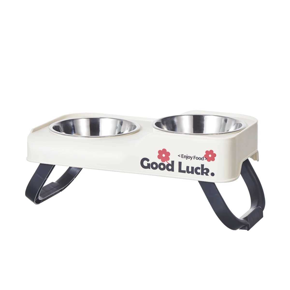 One piece of dopamine foldable stainless steel double bowl antitip and antiblack mouth stainless steel pet bowl dog bowl cat b C251009