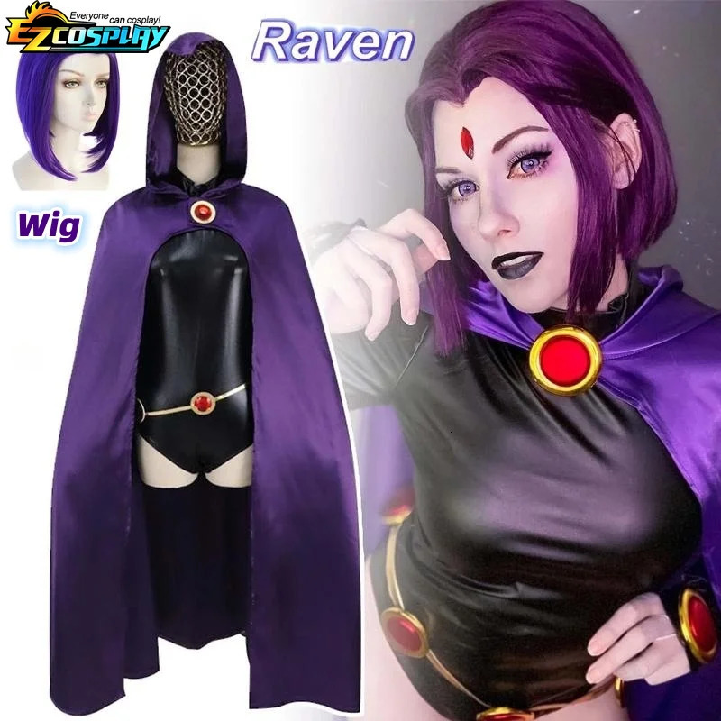Teen Titans Raven Cosplay Costume Deluxe Jumpsuit Cloak Belt Suit Halloween Uniform for Women XS3XL251010