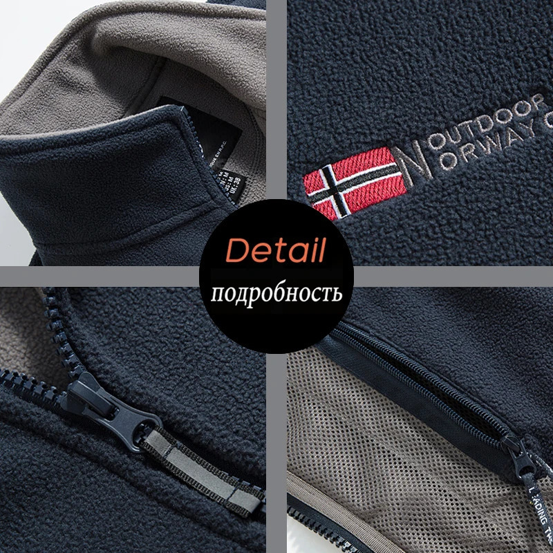 2025 Mens Fleece Coat Autumn and Winter Thickened Warm Windproof Coldproof Loose Plus Size Outdoor Sports Collar Fleece Jacket 251009