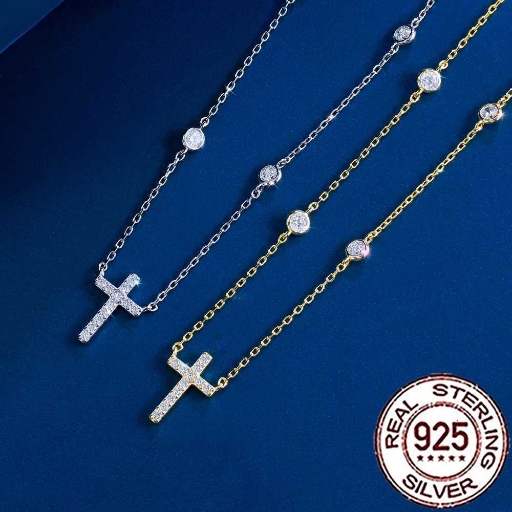 CWWZircons 925 Sterling Silver Elegant Cubic Zirconia Cross She Pendant Necklace for Women Anniversary Fine Jewelry Gift SD057XJ251010 - view 4
