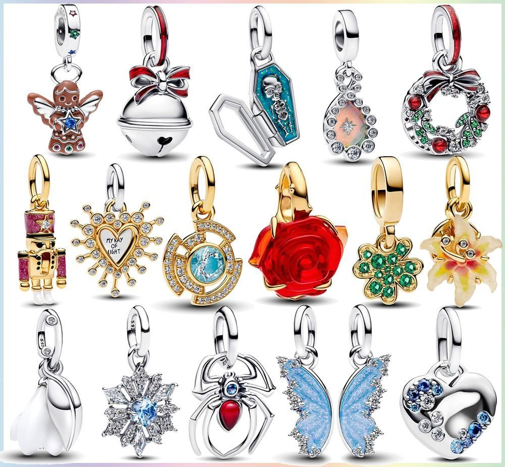 New 925 Sterling Silver Bracelet Bracelet New Butterfly Rose Spider Pendant Diy Accessories Beads