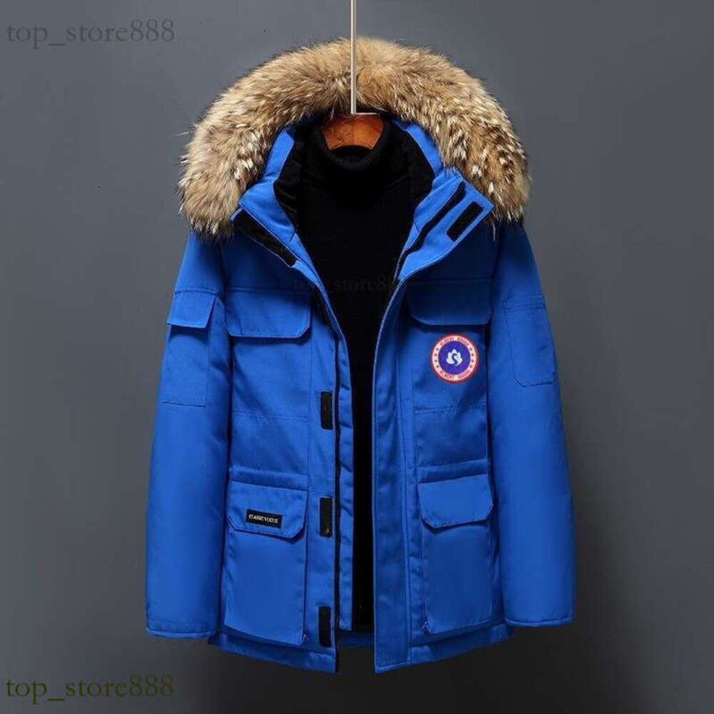 Canada Jacket Goossecoats Designer Mens Winter Warm Wolf Fur Hood Parka Pocket Windbreaker Luxury Winter Coat With Badge High Quality Feather Canda Windbrekaer 13A