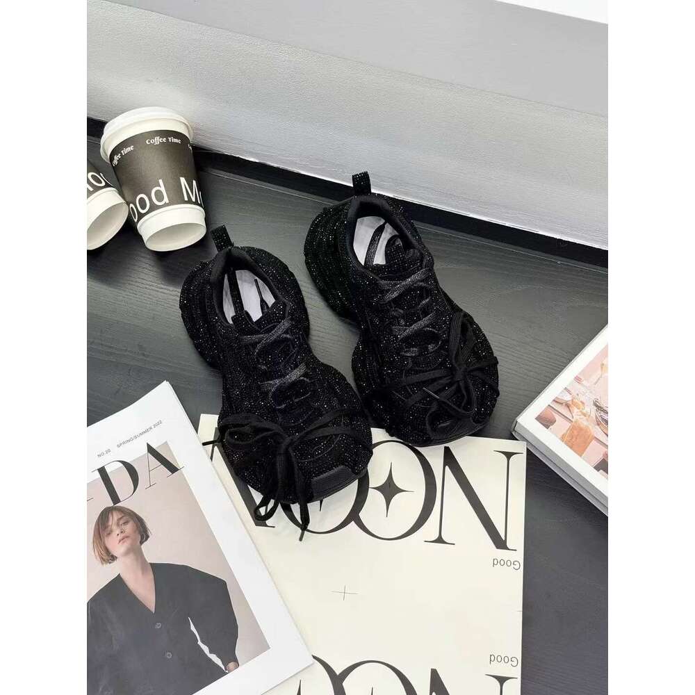 European Full Diamond Dad Sneakers Designer Shoe for Women 2025 Spring and Autumn New Thick-Soled Sports Street Style Casual Shoes Trendy Versatile