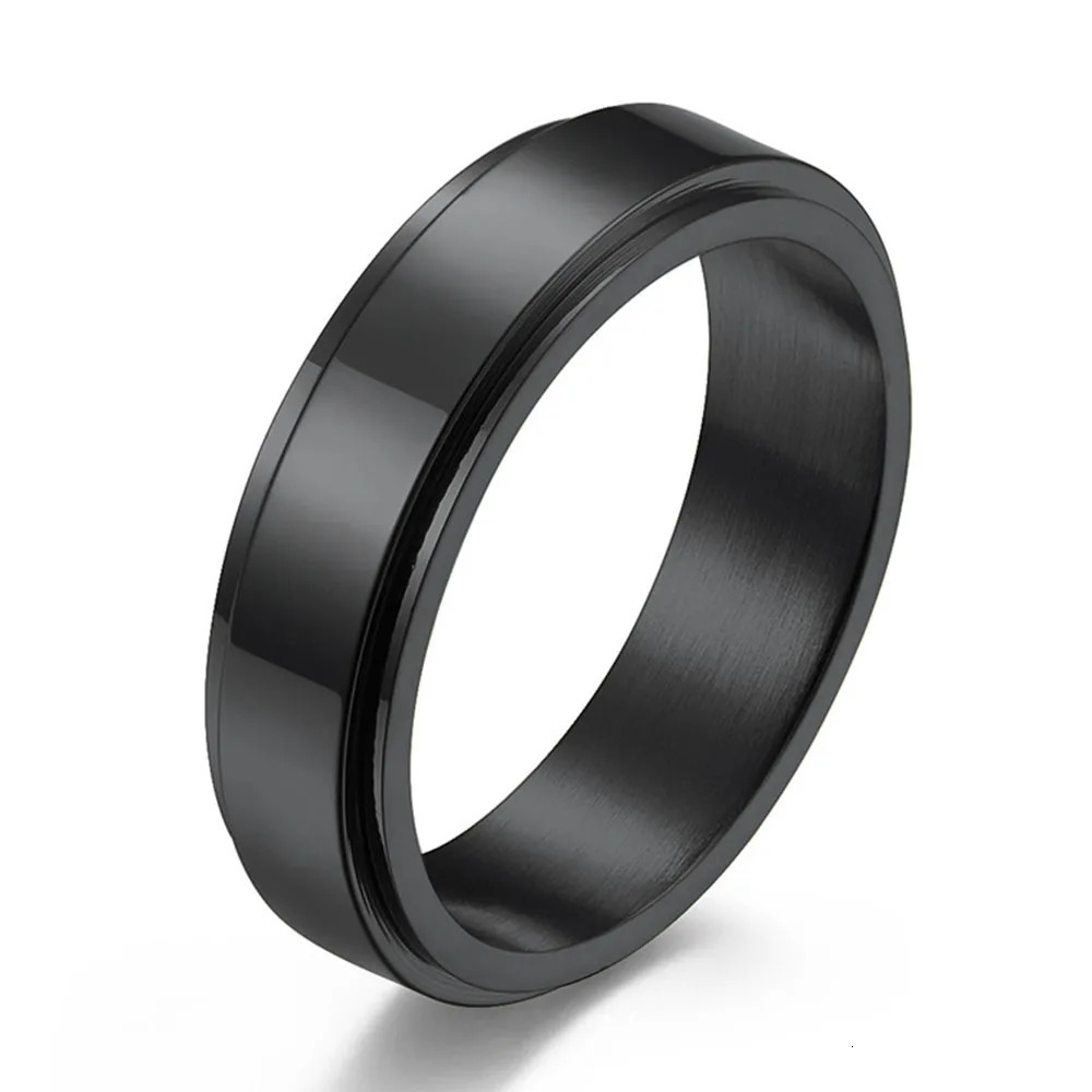 Simple Plain Ring With Engraving Stainless Steel Smooth Rotating Ring Cool Neutral Style Genderless Couple Rings 251010