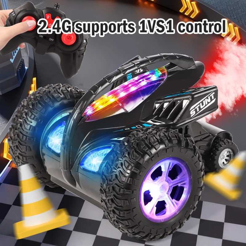 24G RC Car Stunt Toy for Boys Girls with Spray 360 Rotation Light Sound Electric Rolling Toy Suitable for ChildrenT251010
