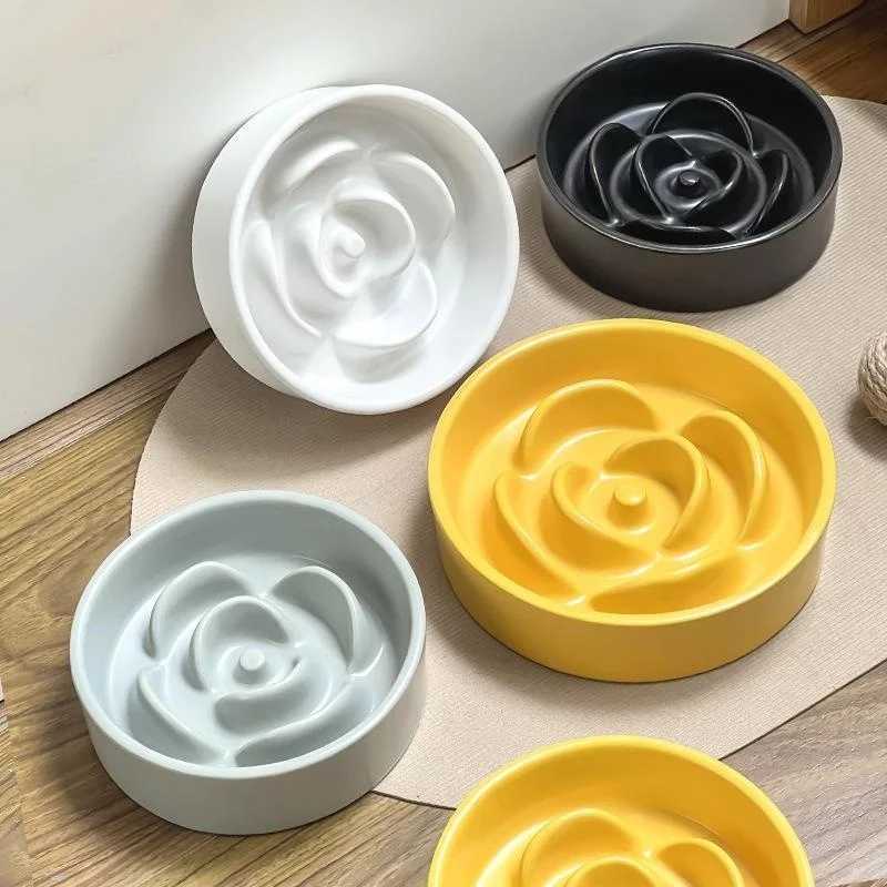 Creative Simple Solid Color Pet Bowl With Bowl Stand To Prevent Tipping Over Cat Bowl AntiChoking Feeding Bowl Cat Water Bowl C251009