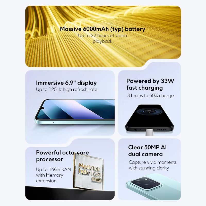 POCO C85 Global Version Smartphone NFC 128GB 256GB MediaTek Helio G81-Ultra 6.9" Dot Drop Display 50MP Main Camera 6000mAh
