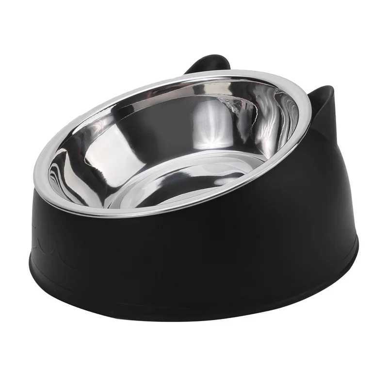 EcoFriendly1PC Stainless Steel Cat Bowl 15 Inclined Pet Food Dish with NonSlip Base AntiChoke Feeder for CatsKittensDogs C251009