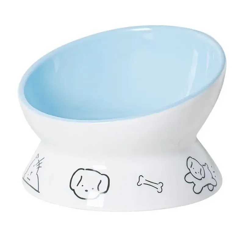 Ceramic Raised Cat Bowl Elevated Pet Feeding Tray for Cats and Small Dogs Food Dispenser Pet Supplies Dog Accessories C251009
