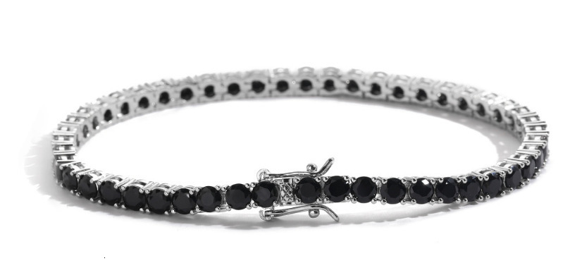 3mm 4mm 5mm black zirconia tennis bracelet for men and women brass chain bracelet BB238 250407