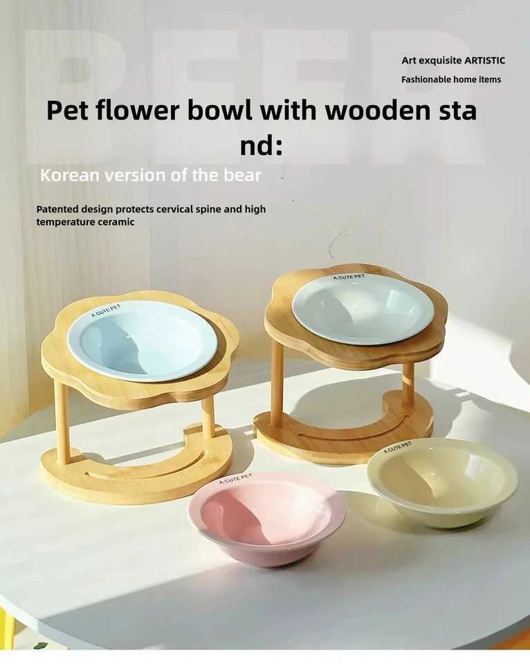 Cat bowl Ceramic saucer bowl Cat food bowl Dog bowl Pet cat plate Cat food bowl Rice bowl High foot protection neck C251009